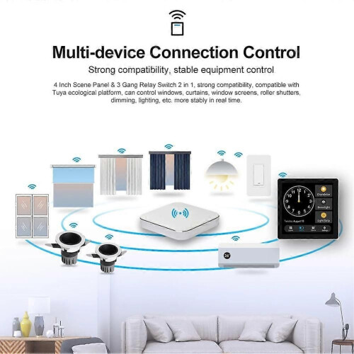 Tuya T3E Panel Switch Touch Screen Panel EU Smart Control Panel Switch Zigbee Smart Home Wall Push Light Switch,Black 1