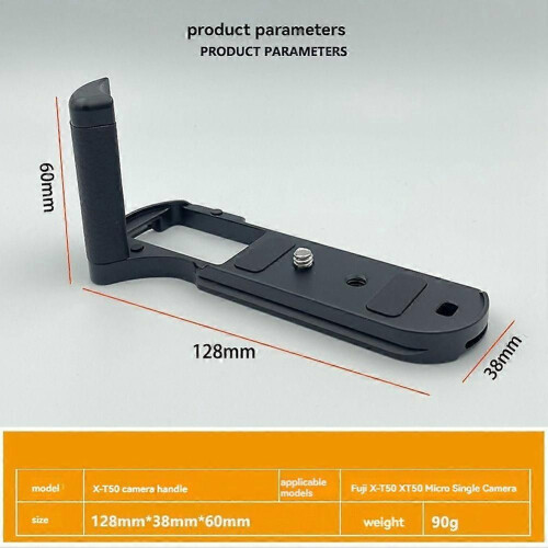 Camera Quick Release L-Shape Plate with Handgrip for FUJIFILM X-T50 XT50 Camera Base Holder Hand Grip Silver 2