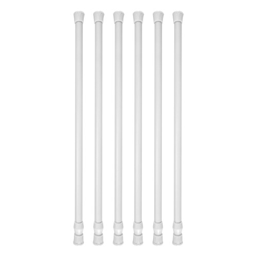 6 Pack Tension Rods, Adjustable Spring Cupboard Bars Rod Curtain Rods White