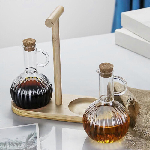 Οικιακή λαδόκολλα 350ml από θερμοαγώγιμο γυαλί με ξύλινη β 2