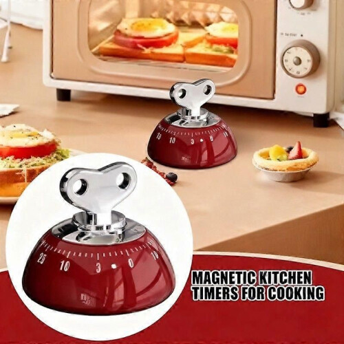 Magnetic Mechanical Kitchen Timer - Countdown Timer with Tabletop & Refrigerator Attachment 1
