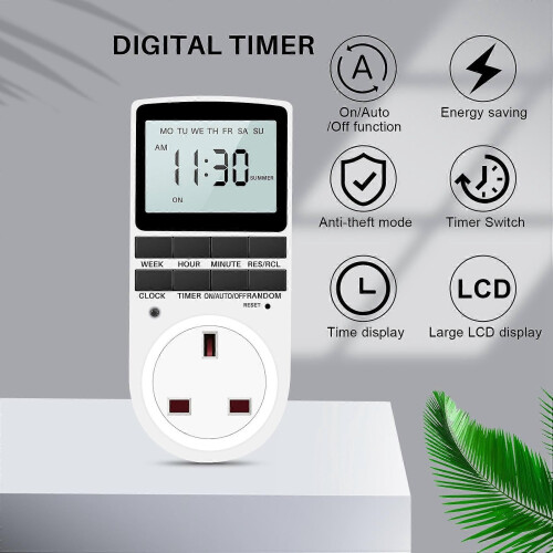 Uk Plug Digital Timer Plug Socket, Electrical Programmable Plug In Timer Switch For Light, B And Mor 1
