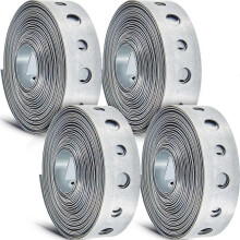 4 Pcs Galvanized Hanger Strap Metal Strapping with Holes Pipe Hanger for Pipe Supports Hanging, 10