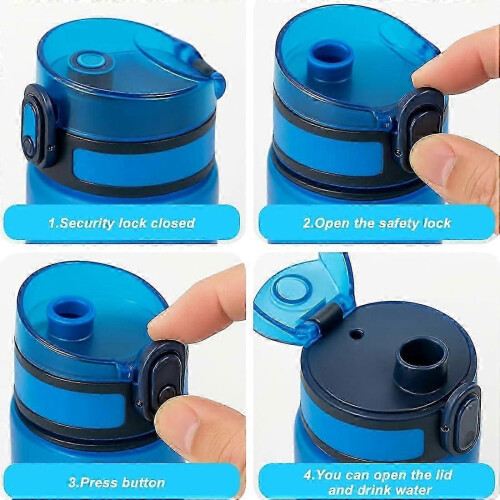 Blue Replacement Lid with Silicone Straw, Leak-Proof 1-Click Closure for 1000ml Bottles 2