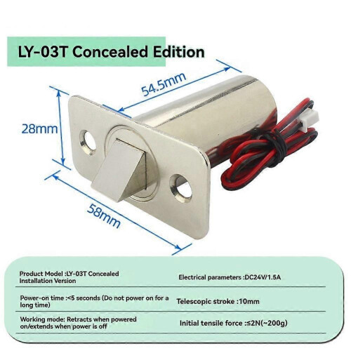 Embedded Door Lock DC12V Electric Bolt Lock Access Control Electromagnetic Lock Concealed Electric Control Lock 2