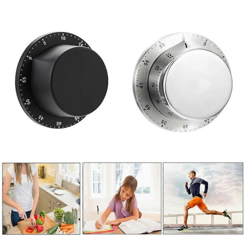 Kitchen Timer Mechanical Manual Stainless Steel with Magnetic Base Cooking Clock Countdown Study Fi 1