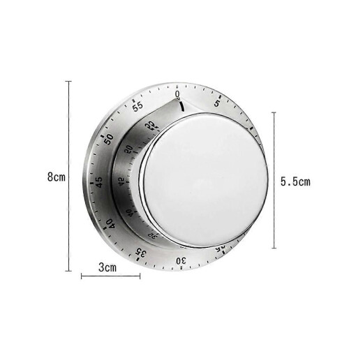 Kitchen Timer Mechanical Manual Stainless Steel with Magnetic Base Cooking Clock Countdown Study Fi 2