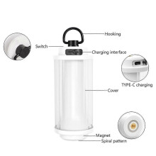 Outdoor Portable Camping Light Stepless Dimming High Brightness Tent Lantern USB Rechargeable LED Emergency Light Light with Hung Loop