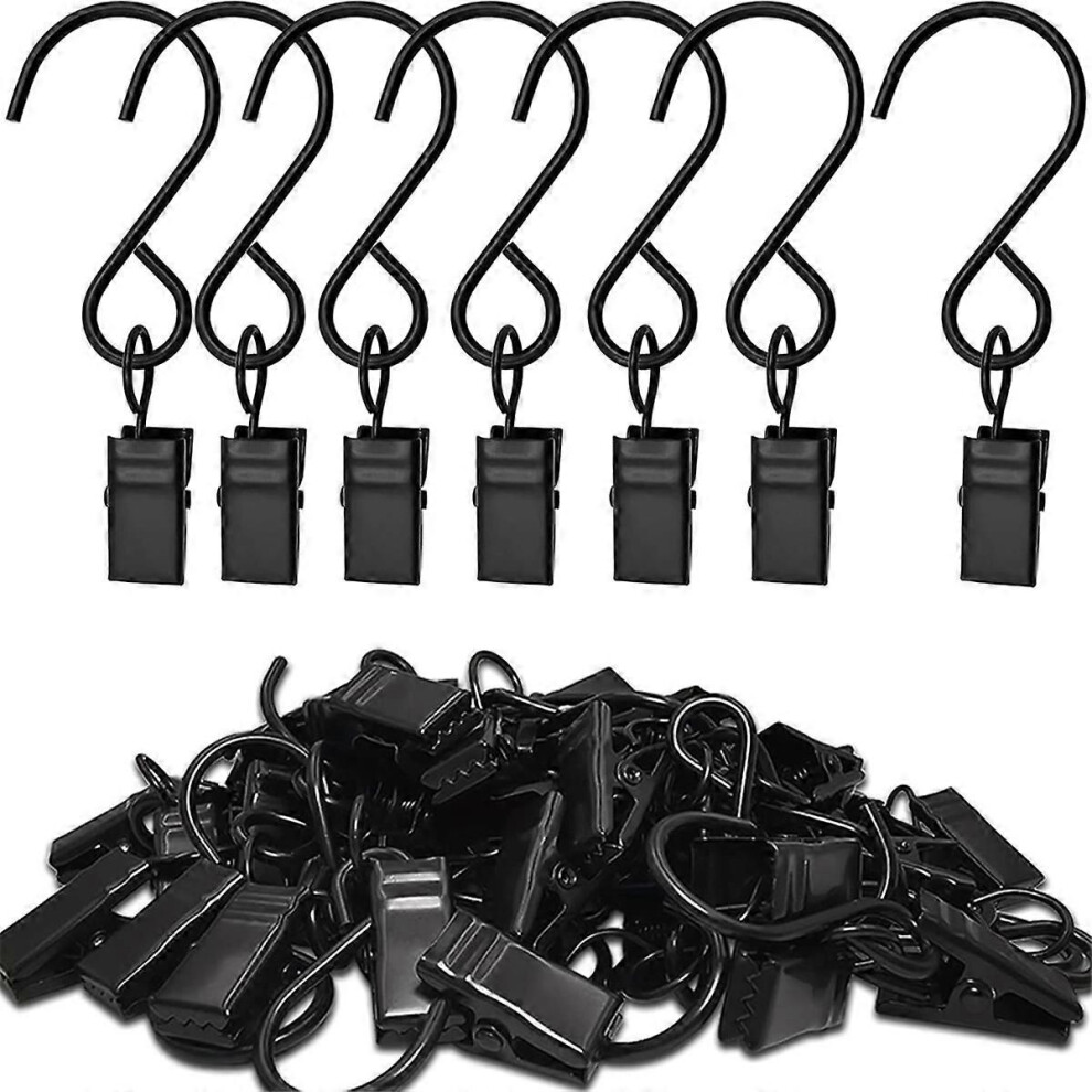 50Pcs Stainless Steel S Hooks Curtain Clips, Hanging Lights Clips, Hangers Gutter Photo, Art Craft 9409192790842