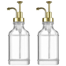Dispensador de líquido de vidrio transparente de 500 ml, botella para jarabe de café con bomba, dispensador