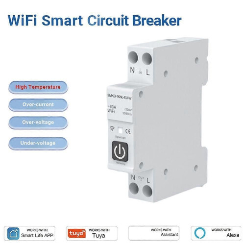 Έξυπνος διακόπτης Tuya WIFI 1P+N 1A-63A Ρυθμιζόμενη ράγα DIN με μ 1