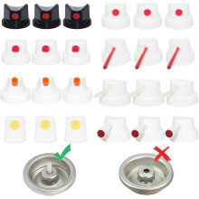 Kit di 24 tappi e ugelli per vernice spray - Set di adattatori compatibile con bombolette maschio, ugello