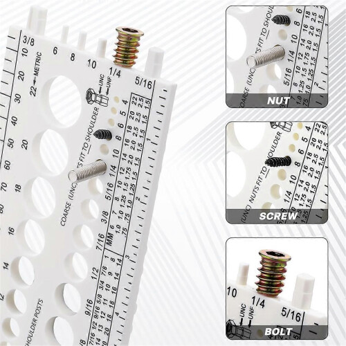 3Pcs Nut Bolt Thread Gauge Plastic Metric and Standard Sizer Tool 1