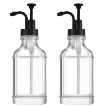 Dispensador de líquido de vidrio transparente de 500 ml, botella para jarabe de café con bomba, dispensador