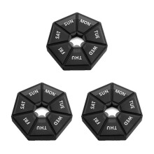 Juego de 3 pastilleros portátiles de gran capacidad para una semana, dispensador a prueba de polvo,
