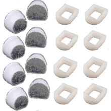 Paquete de 16 filtros de espuma y carbón compatibles con bebederos para mascotas, compatibles con modelos