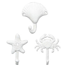Vintage Wrought Iron Wall Hooks, Decorative Single Hook Scallop Design, 3-Pack for Home Decor