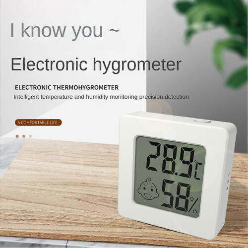 Mini LCD Digital Thermometer Hygrometer Temperature Meter Humidity Sensor Weather Station Button Set with Battery White 1