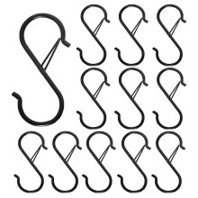 12PCS S Hooks for Hanging - S Shaped Hooks for Kitchen Utensil and Closet Rod - Black S Hooks for Hanging Plants,Pots