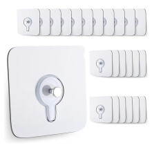 24 Pack-Adhesive Hooks, Waterproof Removable,Hooks for Walls No Damage,No Drill Picture Hangers