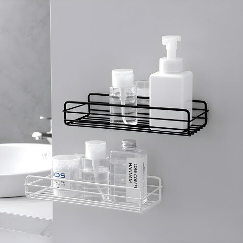 Bathroom Organizer Shelf Self Adhesive Wall Mounted Shower Caddy Rack for Easy SpaceSaving Storage 2