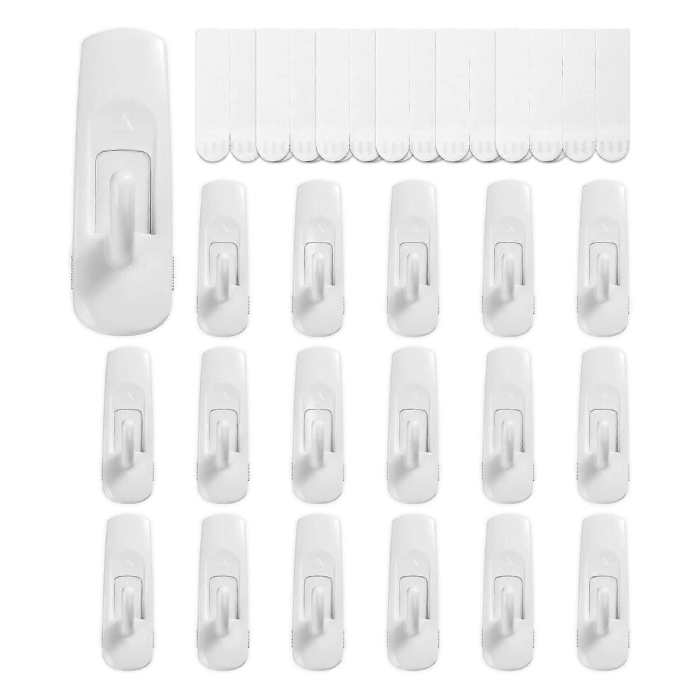 18 Hooks+24 Strips, Medium Utility Hooks, Organize Damage-Free Hanging Hooks Heavy Duty With Adhesive Strips 9409192791719