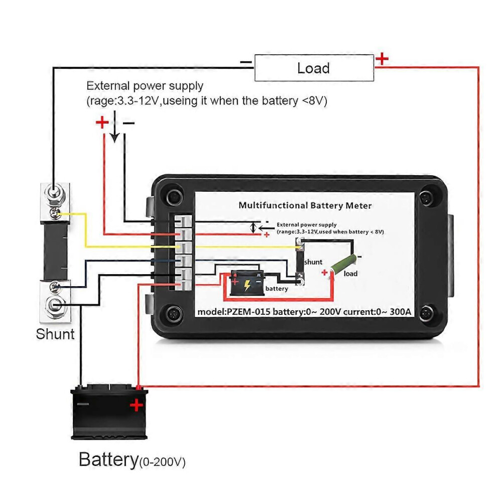 Pzem015 Digital 0-200V Voltage Current With 200A Shunt Battery Meter 9409192857958