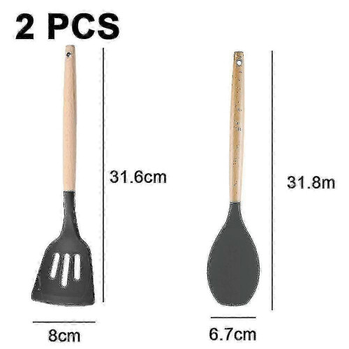 2 Pcs Silicone Cooking Utensils Set, Heat Resistant Kitchen Utensils 1