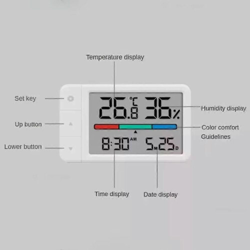 Intelligent Thermometer Hygrometer Meter Multi Function Clock Digital Display Weather Station Sensor for Home 2