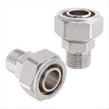 3/4Inch Straight Air Piping Fittings, 3/4 X 1/2Inch Male NPT Threads Adapter Fittings, Brass- Plated, 2PCS