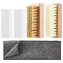 5 Piece Suede and Nubuck Cleaning Kit with Brass & Nylon Brushes, 2 Suede Eraser, Microfiber Towel f