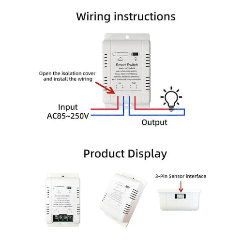 WiFi Temperature Switch with 1M Sensor Supports Voice Control