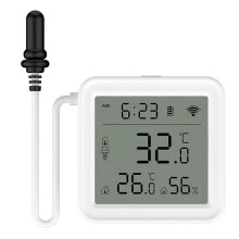 Tuya WiFi Smart Temperature Humidity Sensor 1M External Sensor Cable Probe App Remote Monitor Work for Alexa Google Home