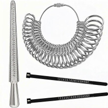 4-Piece Metal Ring Sizer & Mandrel Set- Jewelry Making Tool for Accurate Ring Measurement, Finger S