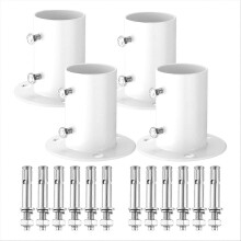 4 flange di coperta in acciaio inox, colore bianco, supporto terminale per asta flangiata.