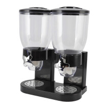 Dispensador de cereales ABS con doble recipiente, hermético, giratorio, para alimentos secos, compatible