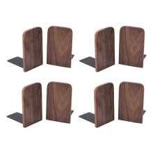 8 fermalibri in legno con base in metallo, robusti, in noce nero, con punti antiscivolo.