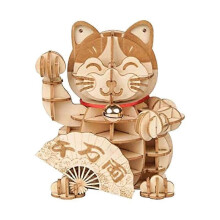 3D Wooden Puzzle Lucky Cats -72Pcs Japanese Cats Welcome Display Greeting for Blessing Fortune Buil