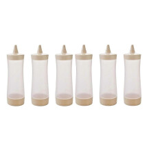 6Pcs Squeeze Squirt Condiment Bottles Ketchup Bottle Mustard Sauce Containers for Kitchen Condiment,Beige