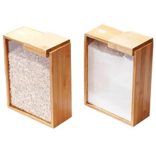 Bamboo Food Dispenser 3L Kitchen Organizer Food Storage Container Cereal Dispenser compatible for Pantry Organizer Organization2pc