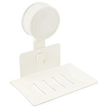 Porta sapone a ventosa per bagno, da appendere al muro, per balcone, con scarico per sapone e contenitore.