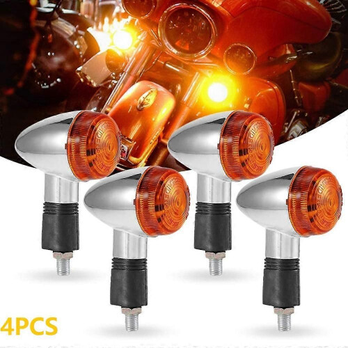 Motorcycle Turn Signals Chrome Front Rear Lights compatible Chopper(4Pcs) 2