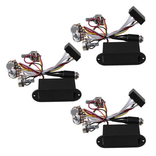 3x 2-bands aktiv basgitarr EQ equalizer förförstärkarkretspickup svart
