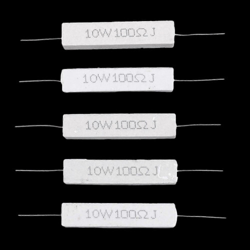 5 τεμάχια 10W Watt 100 Ohm 5% αξονικές αντιστάσεις τσιμέντου από σύρμα 1