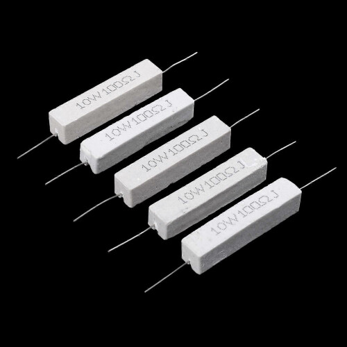 5 τεμάχια 10W Watt 100 Ohm 5% αξονικές αντιστάσεις τσιμέντου από σύρμα 2