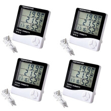 Großdisplay-Thermometer und Hygrometer für den Innen- und Außenbereich, Wecker, Temperaturanzeige D