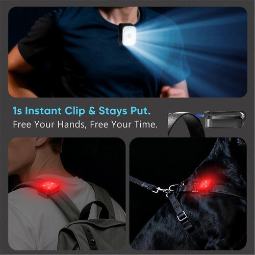 2 Pack Running Lights for Runners, Mini Clip on Flashlight , Rechargeable LED Lights for Night Walk 2
