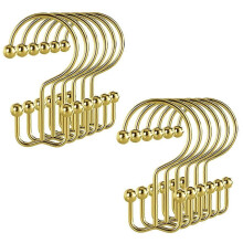 12 Pcs Double Hook Metal Shower Curtain Hooks, Rust Proof and Smooth Gliding Hooks for Bathroom Cur