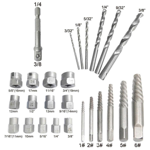 26Pcs Screw Extractor Center Drill Bit Guide Set Broken Remover Dropship Set 1