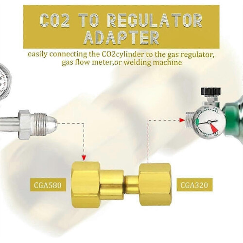 CGA-320 to CGA-580 Adapter for CO2 to Nitrogen Regulator Flowmeter Thread Converter 1